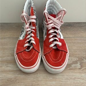 Vans Red and White Low-Top Skate Shoe Men’s 6.5 Excellent condition